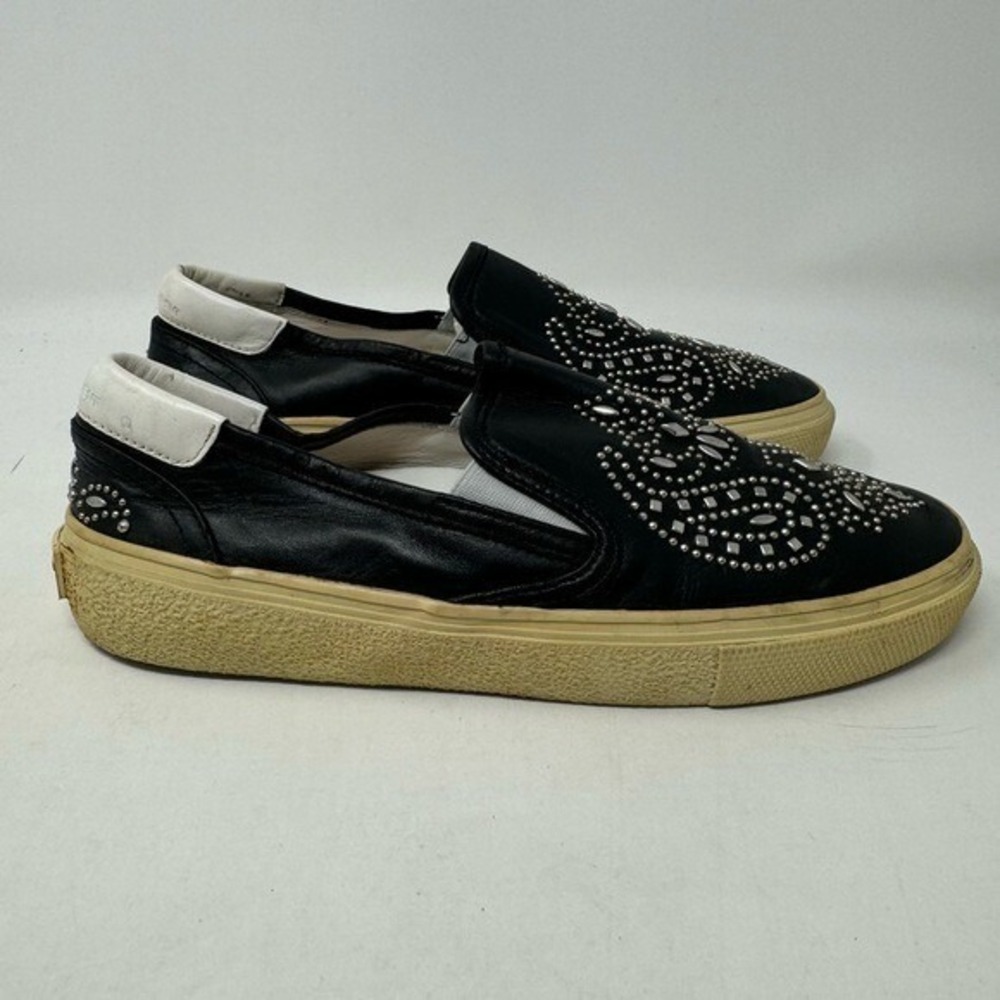 Authentic Saint Laurent Bandana Studded Leather Skate Shoes Noir size 36